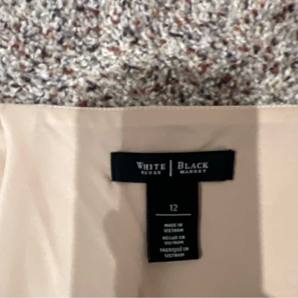 White House Black Market Tan Pencil Skirt Asymmetrical Slit - Picture 9 of 11